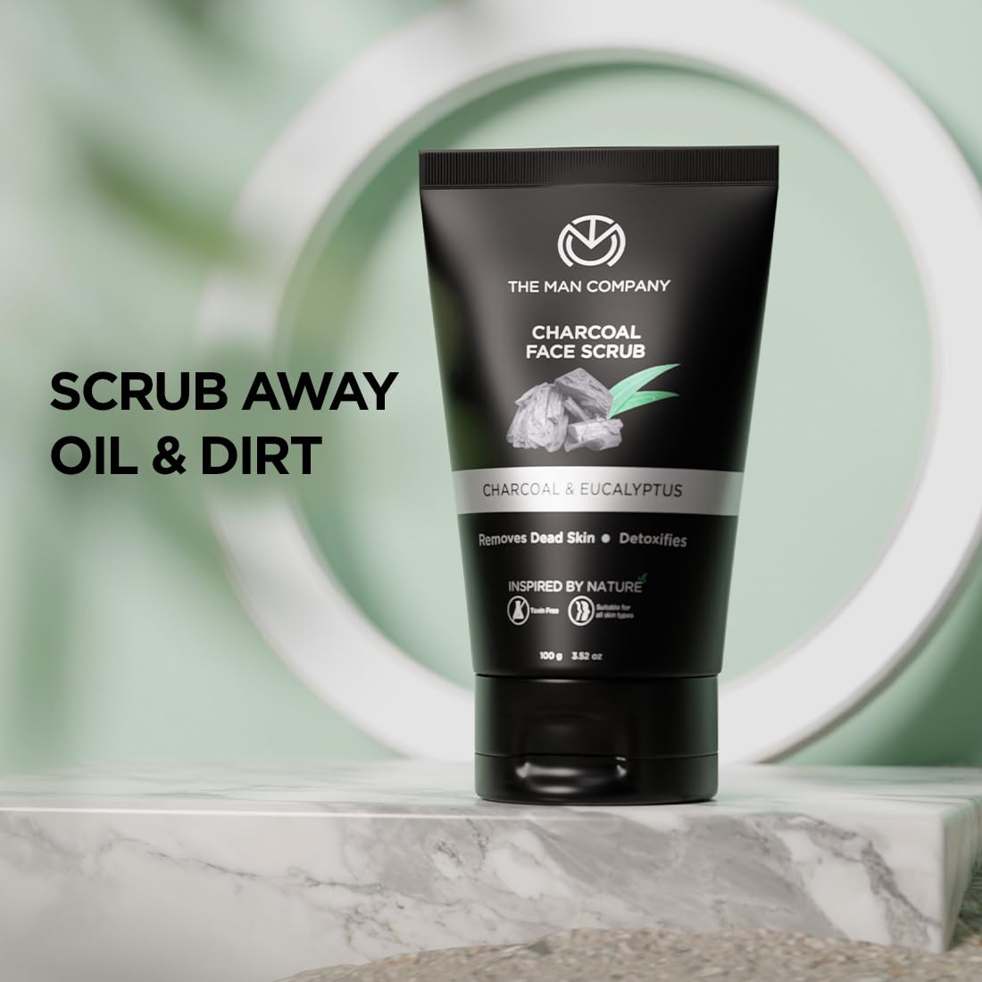 The Man Company Charcoal Tan Removal Face Scrub for Men - Deep Cleansing Exfoliator for Glowing Skin | Anti Acne & Blackhead Remover for Oily & Combination Skin | 100g Travel-Friendly Tube | Perfect for Daily Skincare Routine & Post-Shave Care
