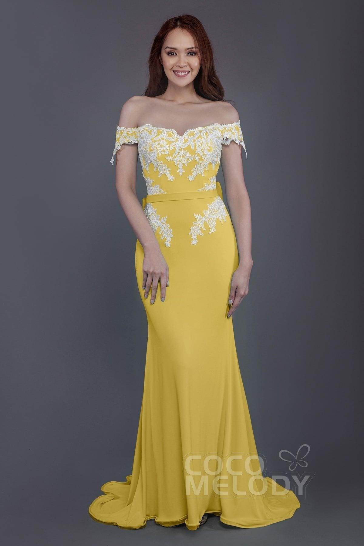 Elegant Mermaid Sweep Train Knitted Fabric Bridesmaid Dress PR3497 - Perfect for Weddings, Proms & Formal Events