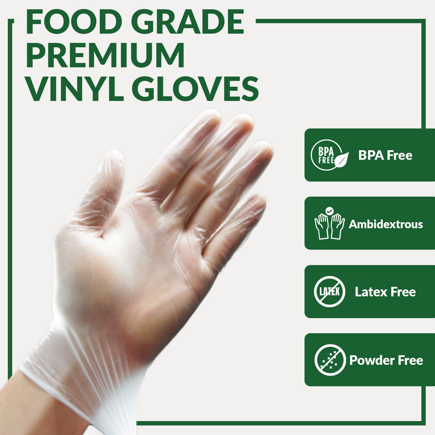 GORILLA SUPPLY Heavy Duty Disposable Vinyl Gloves - Latex Free, Powder Free, BPA Free, Food Safe - Large (L) - 100 Count - Perfect for Food Handling, Cleaning & Medical Use