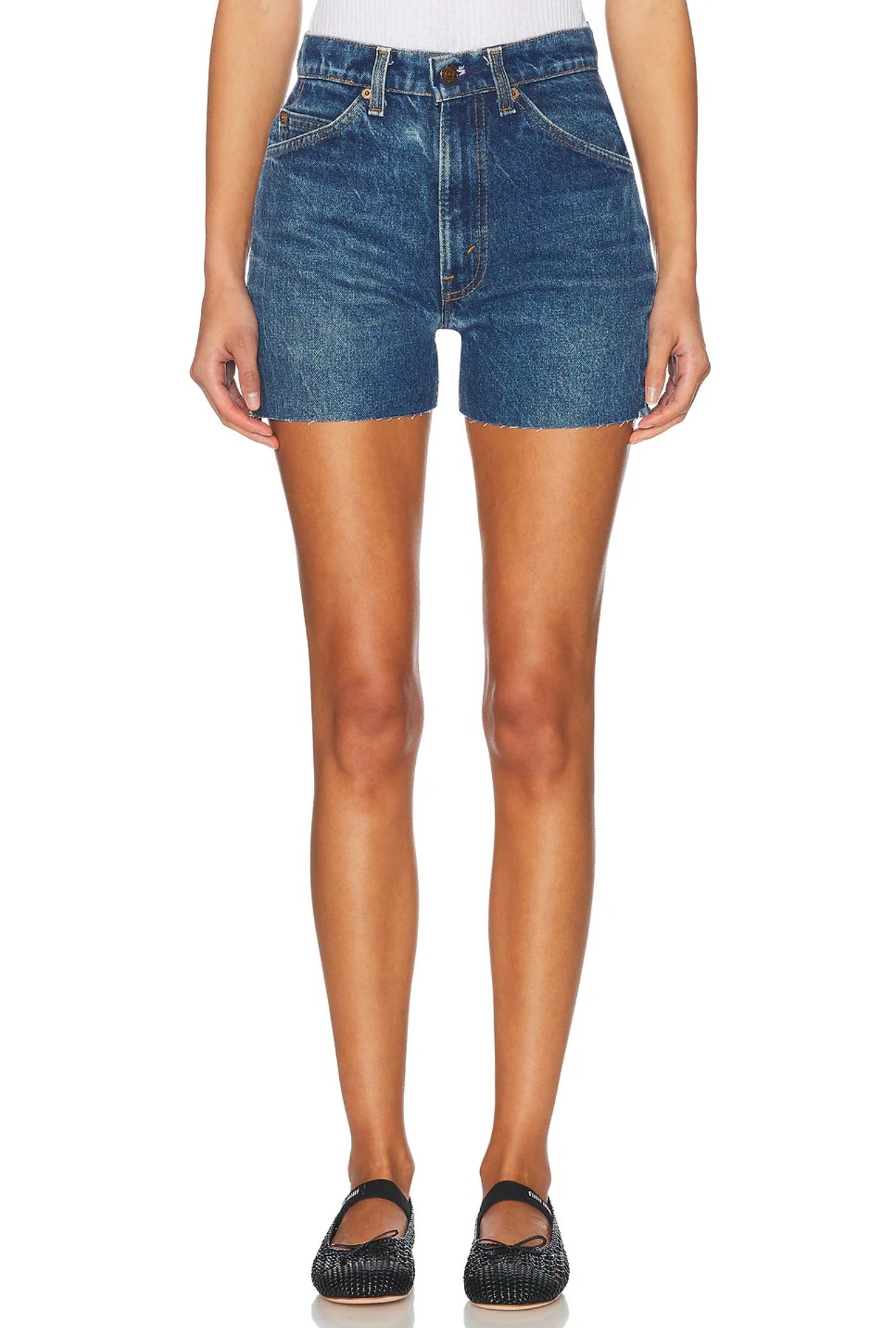 Aligrace Women's Classic Relaxed Denim Shorts - Medium Dark Wash | Comfortable Casual Summer Shorts for Outfits, Beach, and Travel