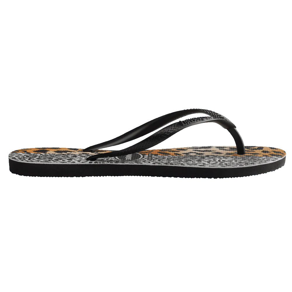Havaianas Slim Mixed Print Flip Flops - Sand Grey Leopard Pattern - Comfortable Beach Sandals for Women | Perfect for Summer, Poolside & Vacation Wear