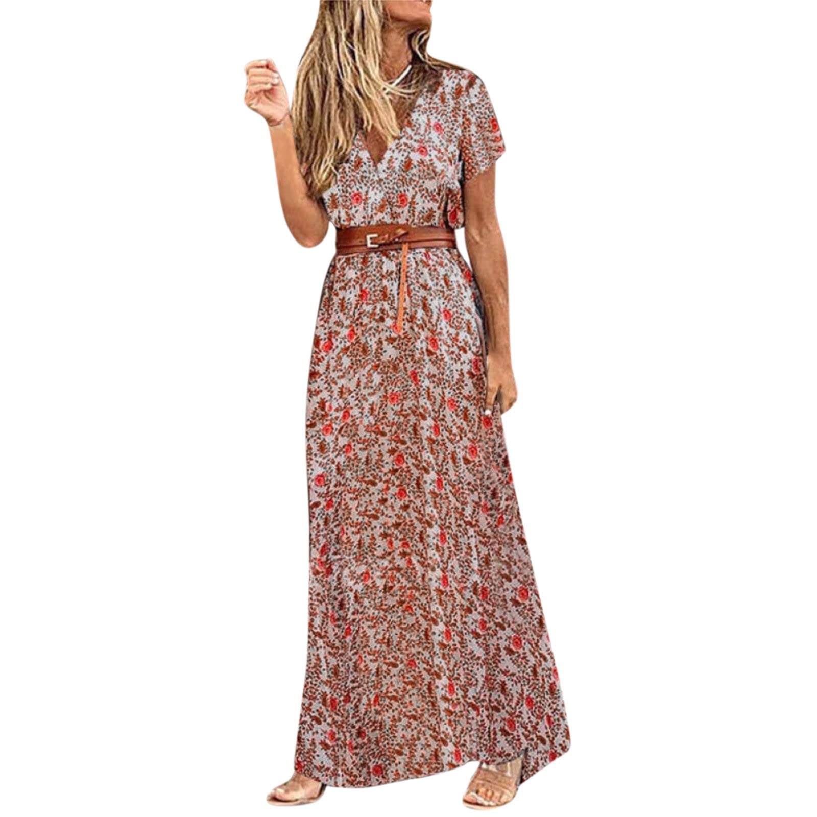 Women's Floral Print Maxi Dress - Lightweight Summer Beach Dress, Loose Casual Long Dress for Women - Perfect for Vacations, Beach Outings & Summer Parties