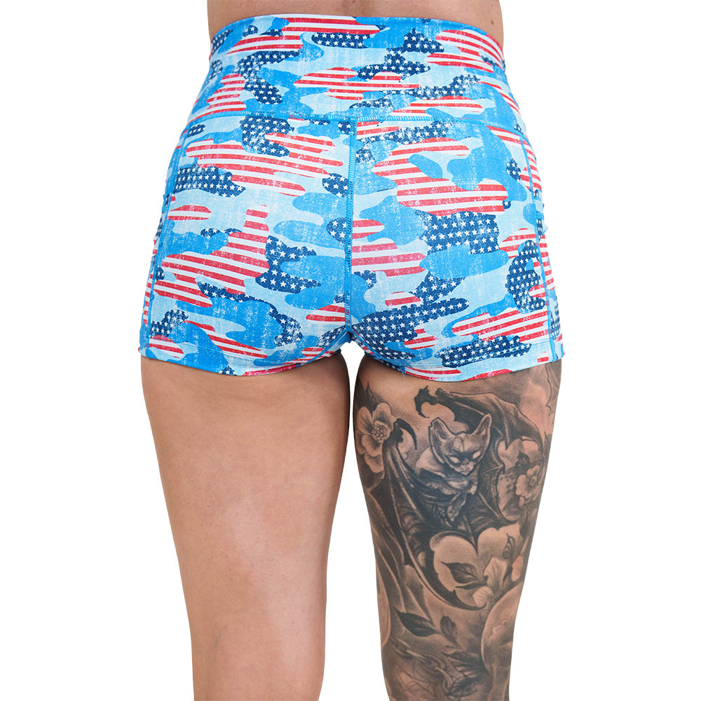 Camo Flag Print Shorts for Men - Comfortable & Stylish Outdoor Activewear | Perfect for Hiking, Gym, and Casual Wear