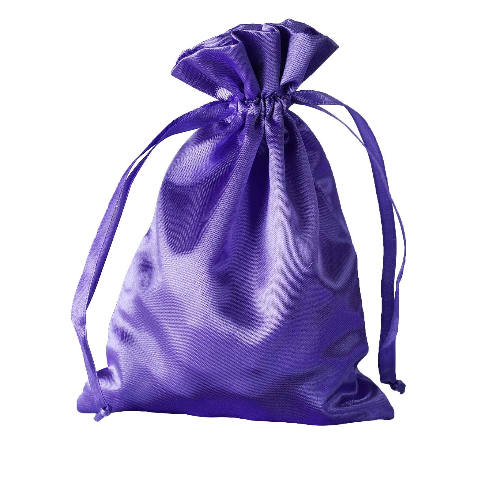 60 Pcs 5x7 Inch Purple Satin Drawstring Bags - Wedding Favors, Party Gift Bags, Jewelry Pouches & Candy Bags for Bridal Showers, Baby Showers, Birthday Parties & Special Events