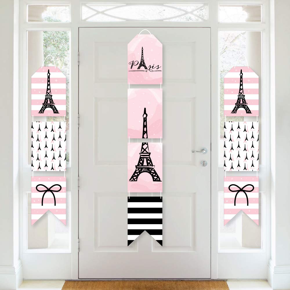 Big Dot of Happiness Paris - Ooh La La Hanging Vertical Paper Door Banner Kit - Paris Themed Baby Shower & Birthday Party Wall Decorations - Indoor Door Decor for French Themed Events, Bridal Showers & Home Décor
