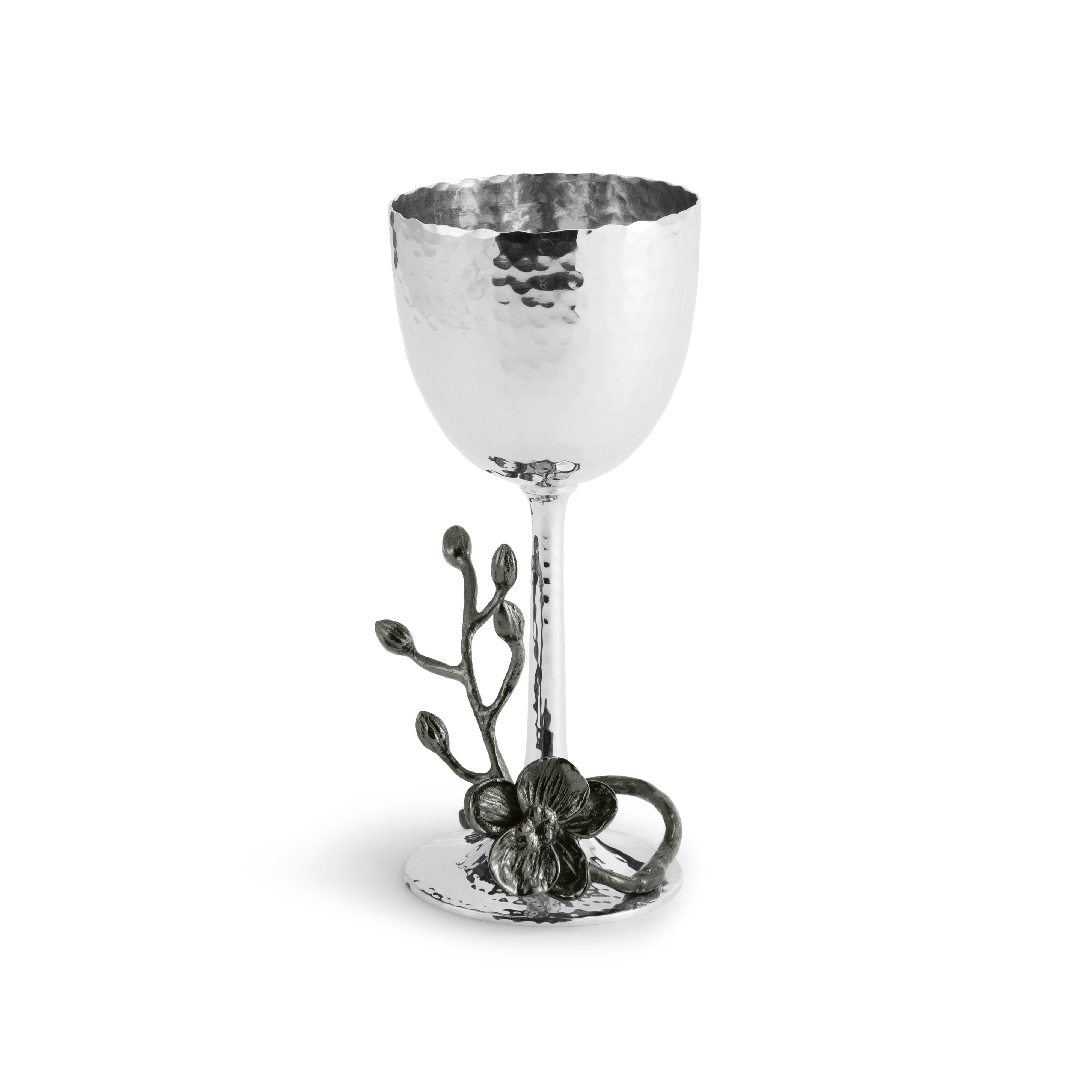 Elegant Black Orchid Kiddush Cup - Handcrafted Jewish Ritual Wine Goblet for Shabbat & Holidays - Perfect for Synagogue, Home Ceremonies & Gift Giving