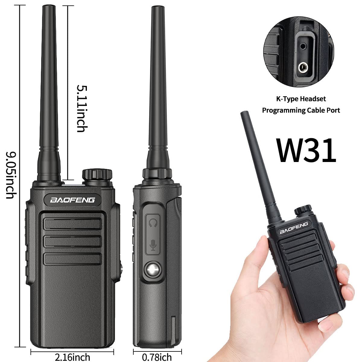 Baofeng GMRS Two-Way Radio Walkie Talkies for Adults - Long Range Waterproof Rechargeable with NOAA Weather Alert, GMRS Repeater & Type-C Charging (2 Pack) - Ideal for Hiking, Camping, and Emergency Communication