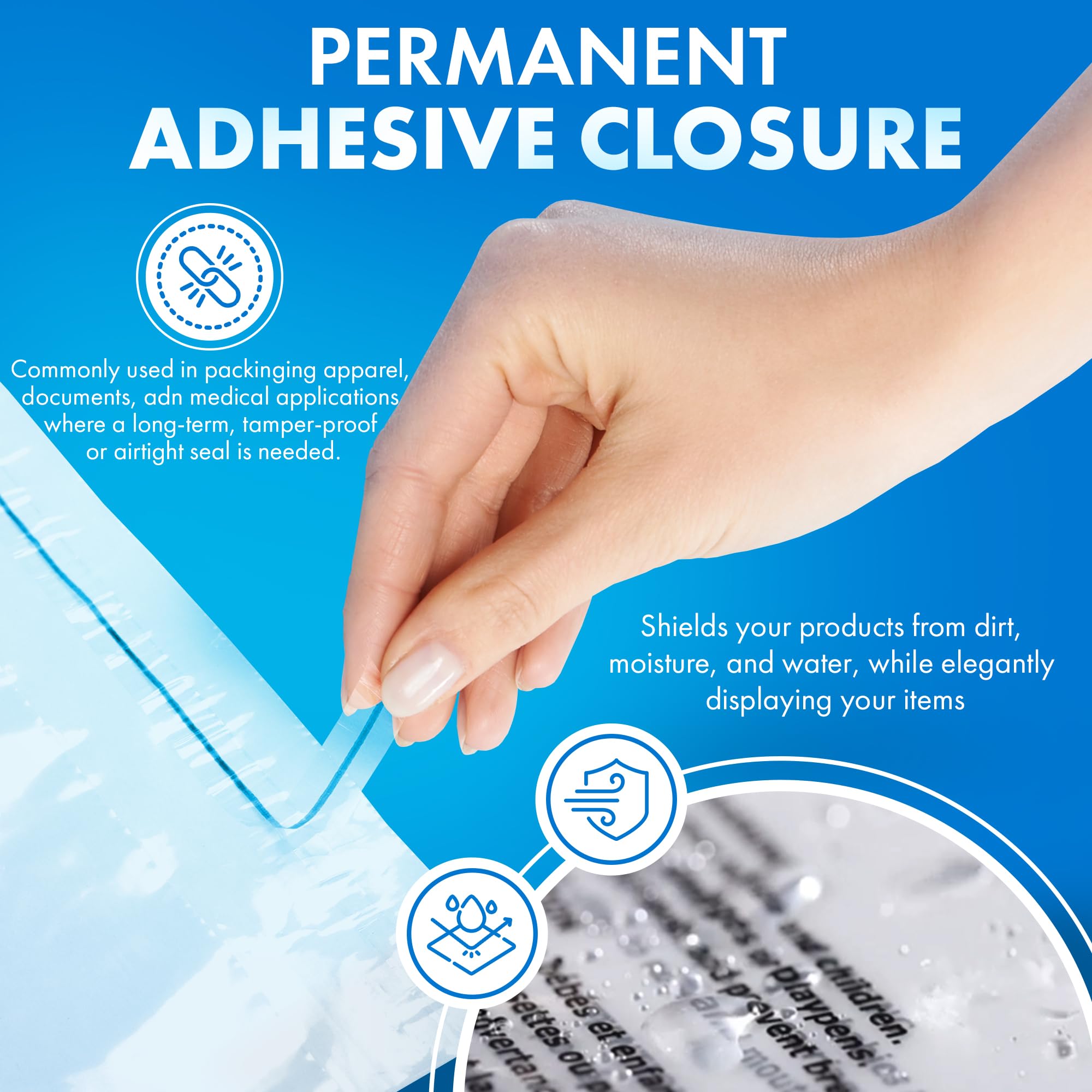 Clear Plastic Flat Poly Bags 19x24 Inches 1.5 Mil with Self Seal Adhesive - 500 Pack for FBA Packaging, Jewelry Storage, Clothing Protection & Document Preservation | Permanent Seal with Suffocation Warning | Ideal for Ecommerce Shipping, Retail Display & Home Organization