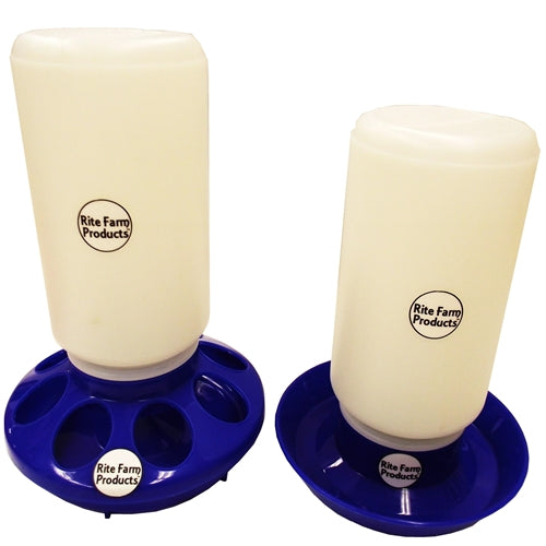 Rite Farm Products Blue Chick Feeder & Waterer With Jars - Durable Poultry Feeding System for Baby Chicks & Small Birds - Perfect for Backyard Coops, Farms & Pet Birds