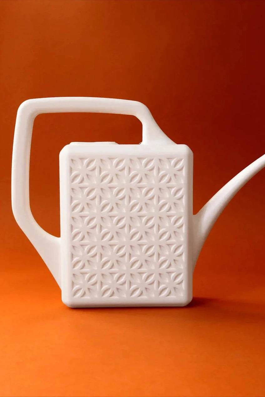 Modern Breeze Block Design Watering Can in Ivory - Perfect for Indoor Plants, Garden Decor, and Home Office Accessories