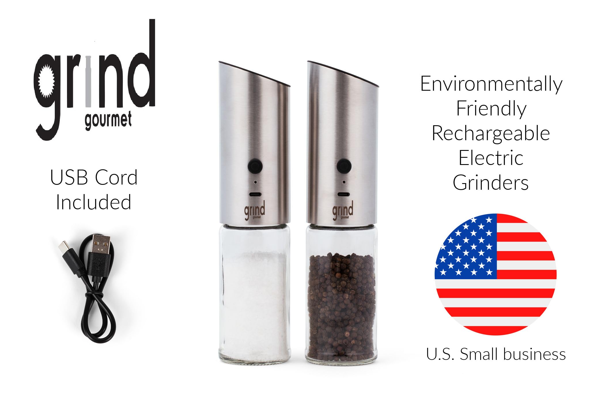 Premium Automatic Electric Salt & Pepper Grinder Mill - USB Rechargeable, Adjustable Coarseness, One-Hand Operation, Stainless Steel - Perfect for Kitchen, Dining Table & Outdoor Cooking