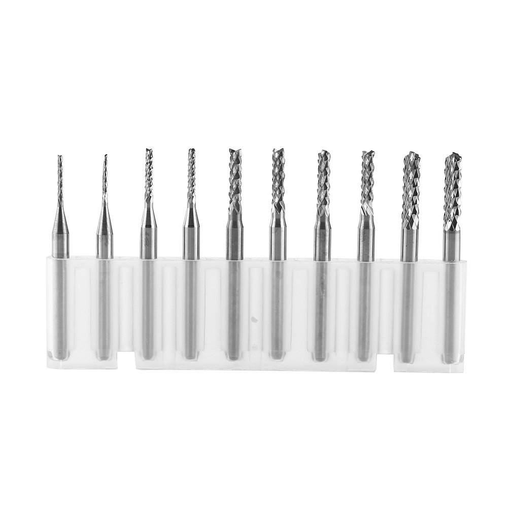 10pcs Tungsten Carbide End Mills - High Precision Engraving Bits & Milling Cutters for Circuit Boards, Plastics & Stainless Steel - Ideal for PCB Fabrication, DIY Projects & Industrial Machining