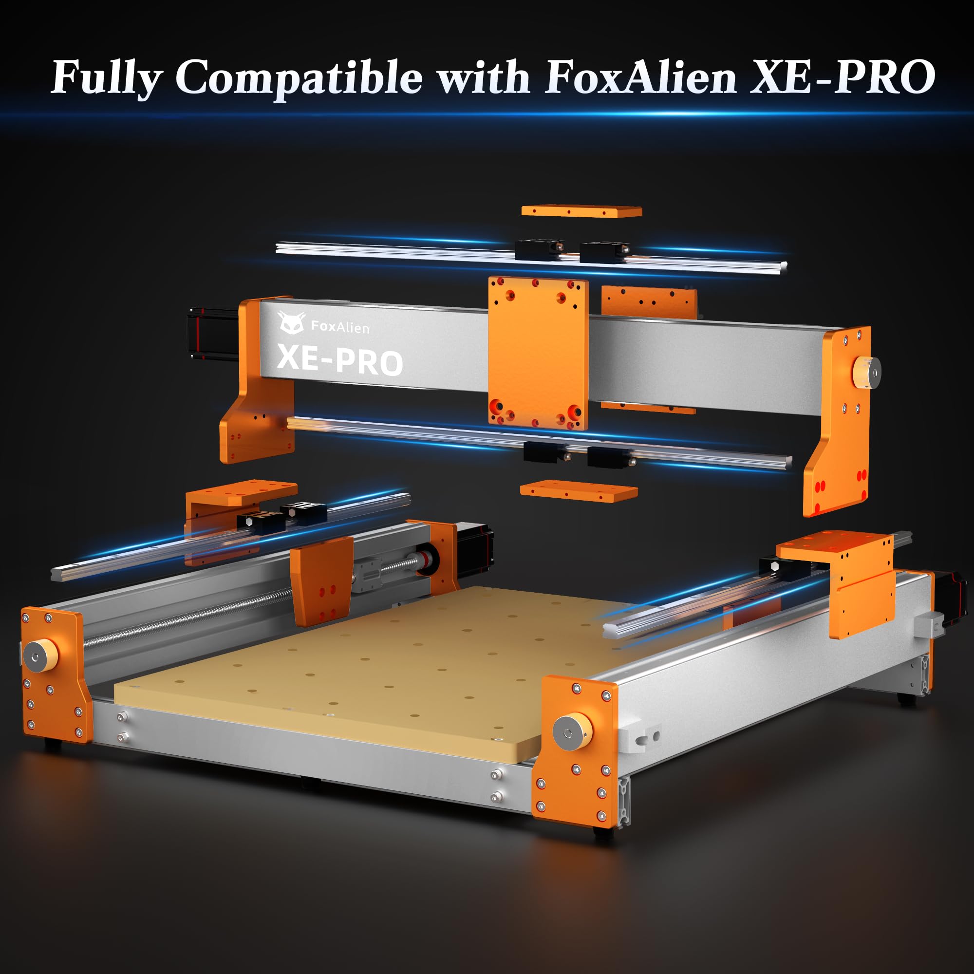 FoxAlien X & Y Axis Linear Rails Upgrade Kit for XE-PRO CNC Router Machine - High Precision CNC Parts for Woodworking, Metal Engraving & DIY Projects
