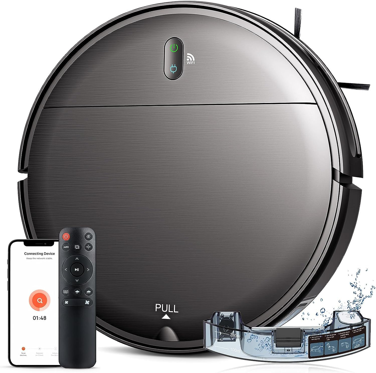 MAMNV 2-in-1 Robot Vacuum and Mop Cleaner with WiFi/App Control, Self-Charging, Slim Design for Hard Floors & Carpets - Perfect for Pet Hair Removal & Smart Home Cleaning (Living Room, Bedroom, Office)