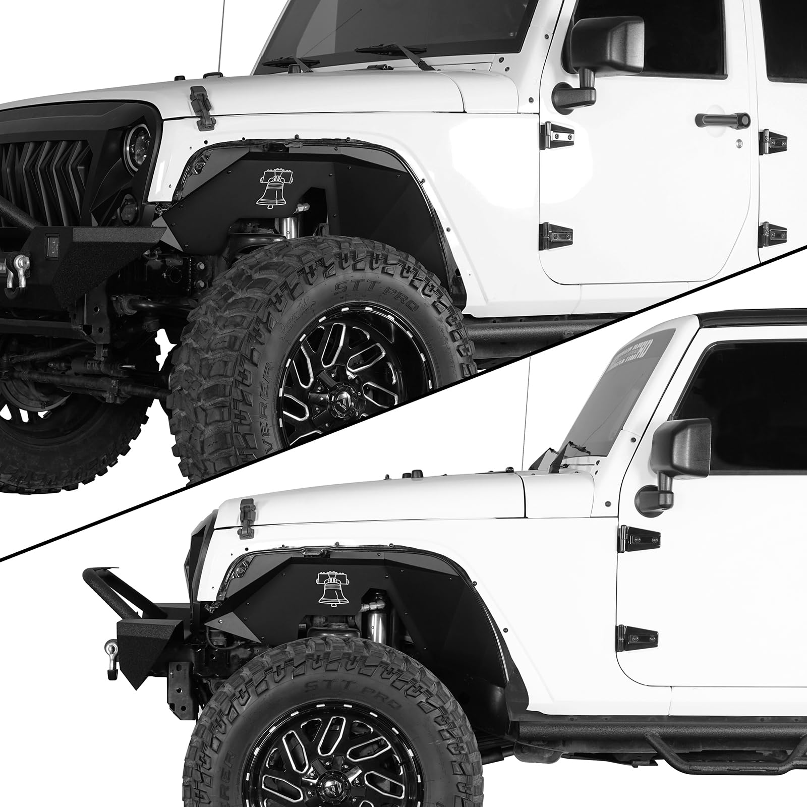Hooke Road Jeep Wrangler JK Front Inner Fender Liners (2007-2018) - Compatible with Sport, Sahara, Rubicon 2/4 Door Models | Durable Wheel Well Protection for Off-Road & Daily Driving
