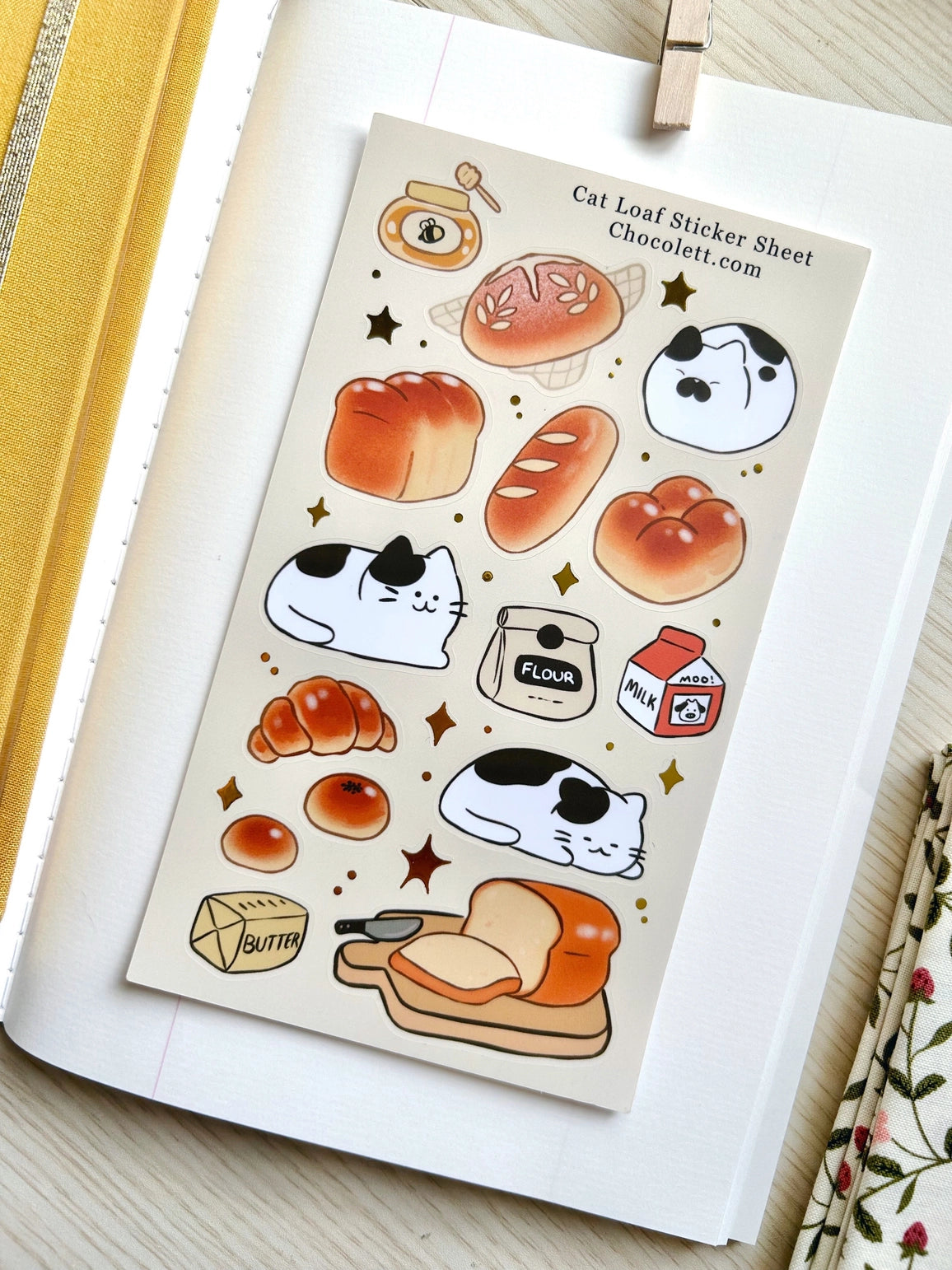 Bakery Cat Loaf Stickers - Cute Cat Bread Vinyl Decals for Laptops, Water Bottles & DIY Crafts - Perfect for Baking Enthusiasts & Cat Lovers
