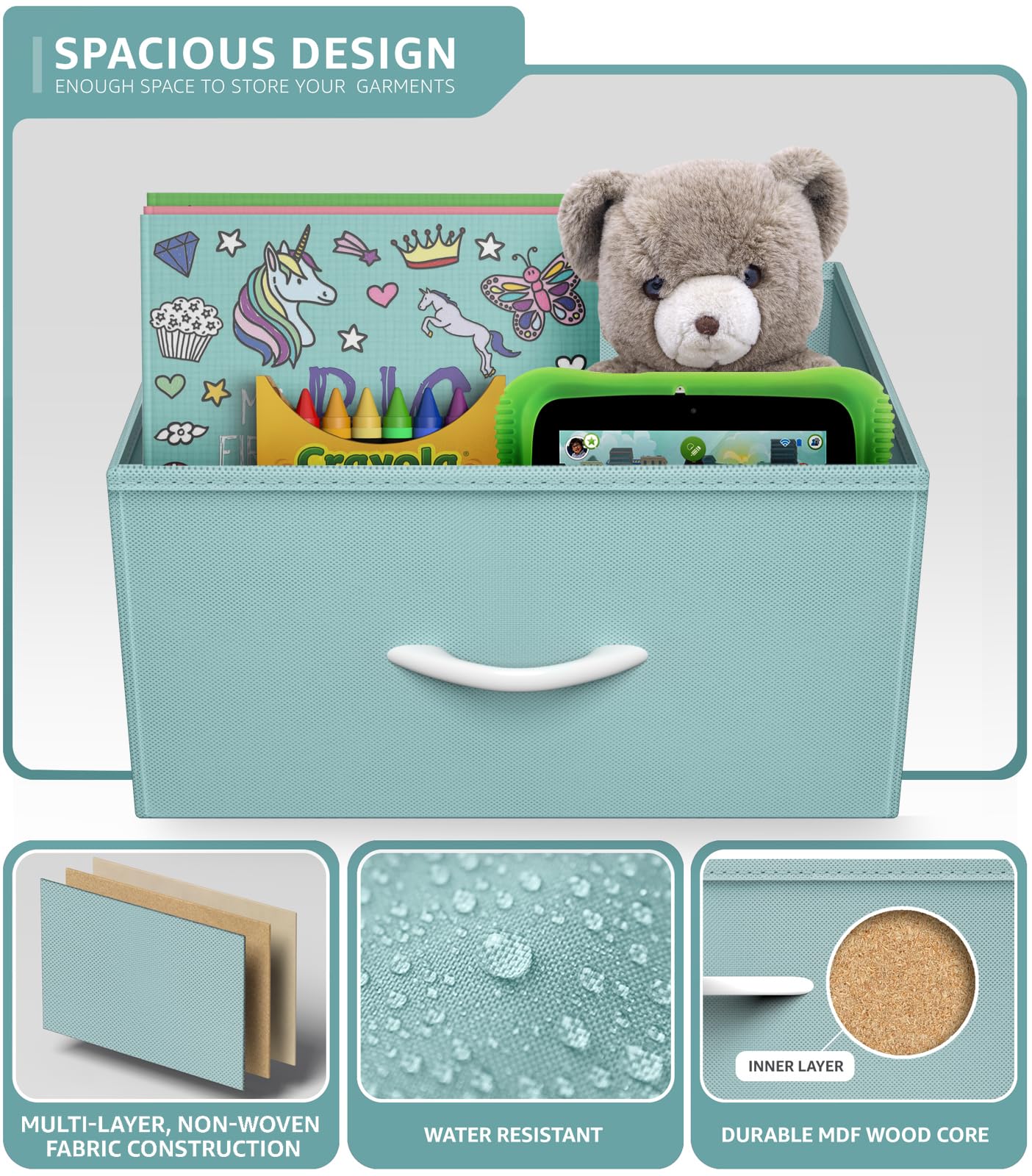 Sorbus 8-Drawer Kids Dresser with Steel Frame & Wood Top - Pastel Tie-Dye Fabric Storage Bins for Bedroom, Closet & Nursery Organization - Perfect for Toddler Clothes, Toys & Baby Essentials Storage