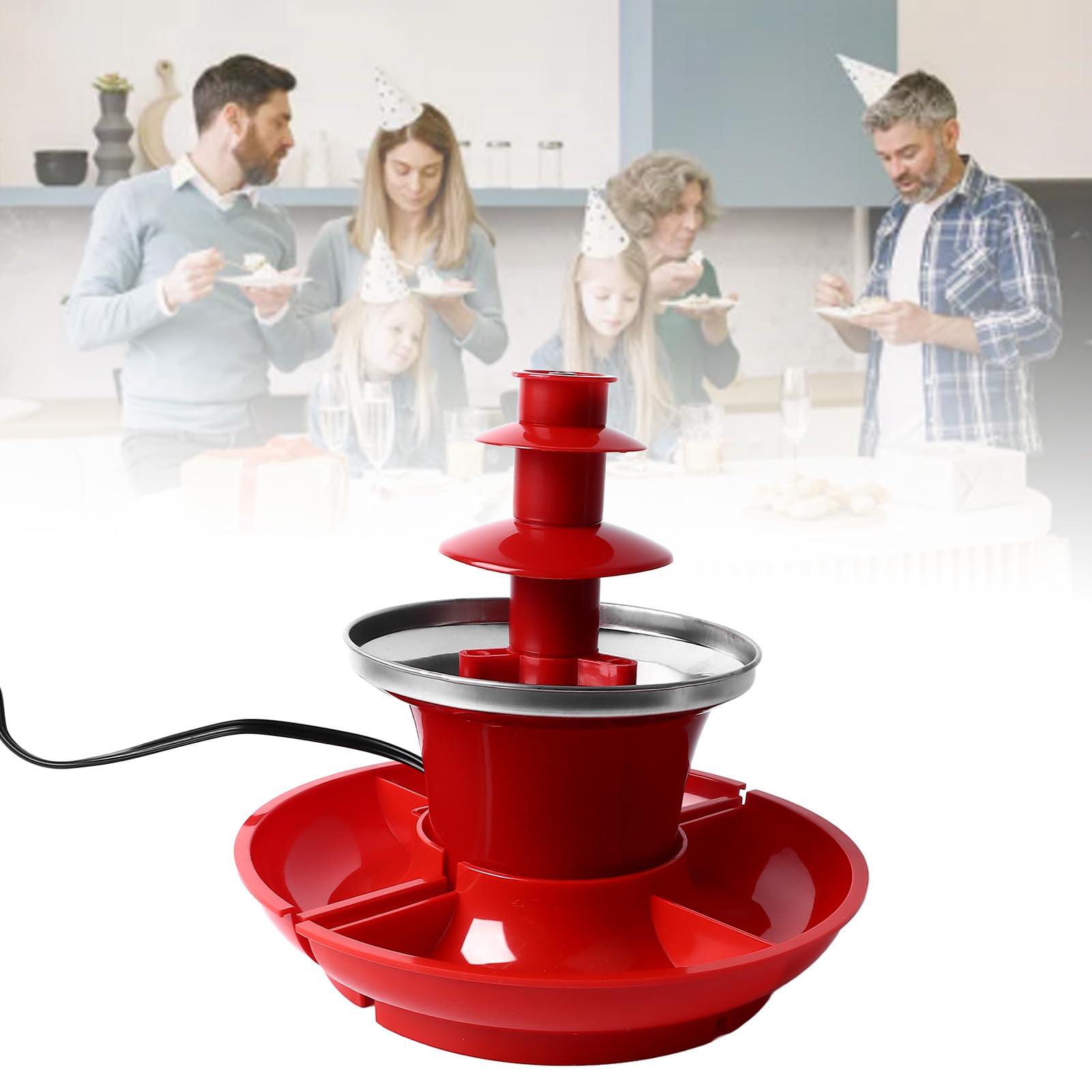 Bewinner 3-Tier Mini Electric Chocolate Fondue Fountain for Parties, Christmas & Events - Melts Chocolate, Cheese & Candy - Perfect for Dessert Buffets, Weddings & Family Gatherings
