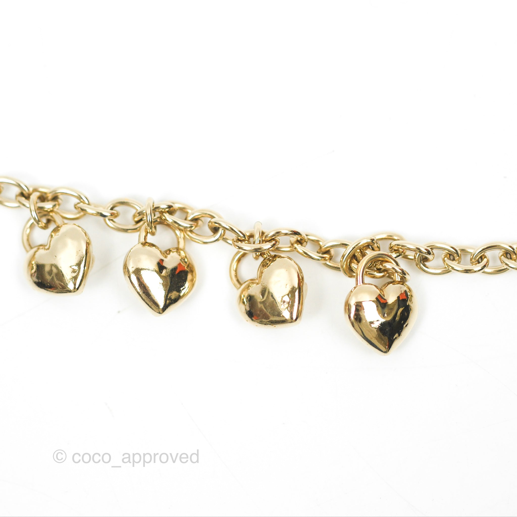 Chanel CC Heart Padlock Charms Chain Bracelet in Gold Tone - Elegant 22B Collection for Women | Perfect for Date Night, Parties & Special Occasions