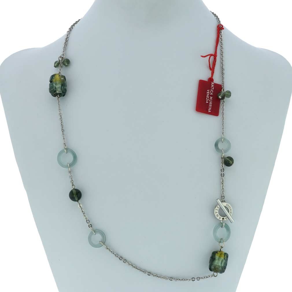 Venetian Murano Glass Air Necklace - Silver Grey Pendant | Elegant Jewelry for Women, Perfect Gift for Birthday, Anniversary & Special Occasions
