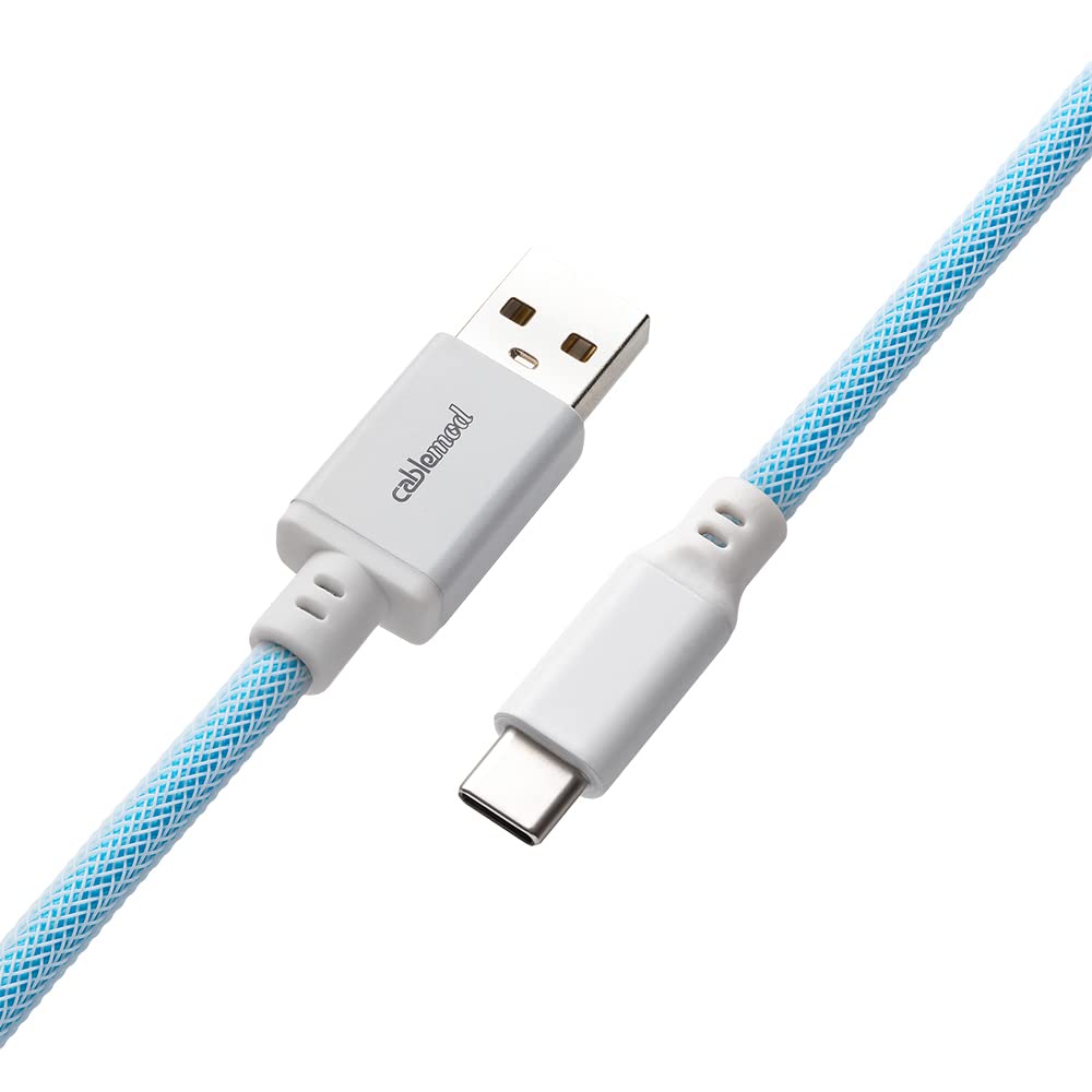 CableMod Pro Straight Keyboard Cable - USB A to USB C 5.9ft (150cm) - Blueberry Cheesecake Color - Premium Braided USB Cable for Mechanical Keyboards - Perfect for Gaming, Office & Home Setup