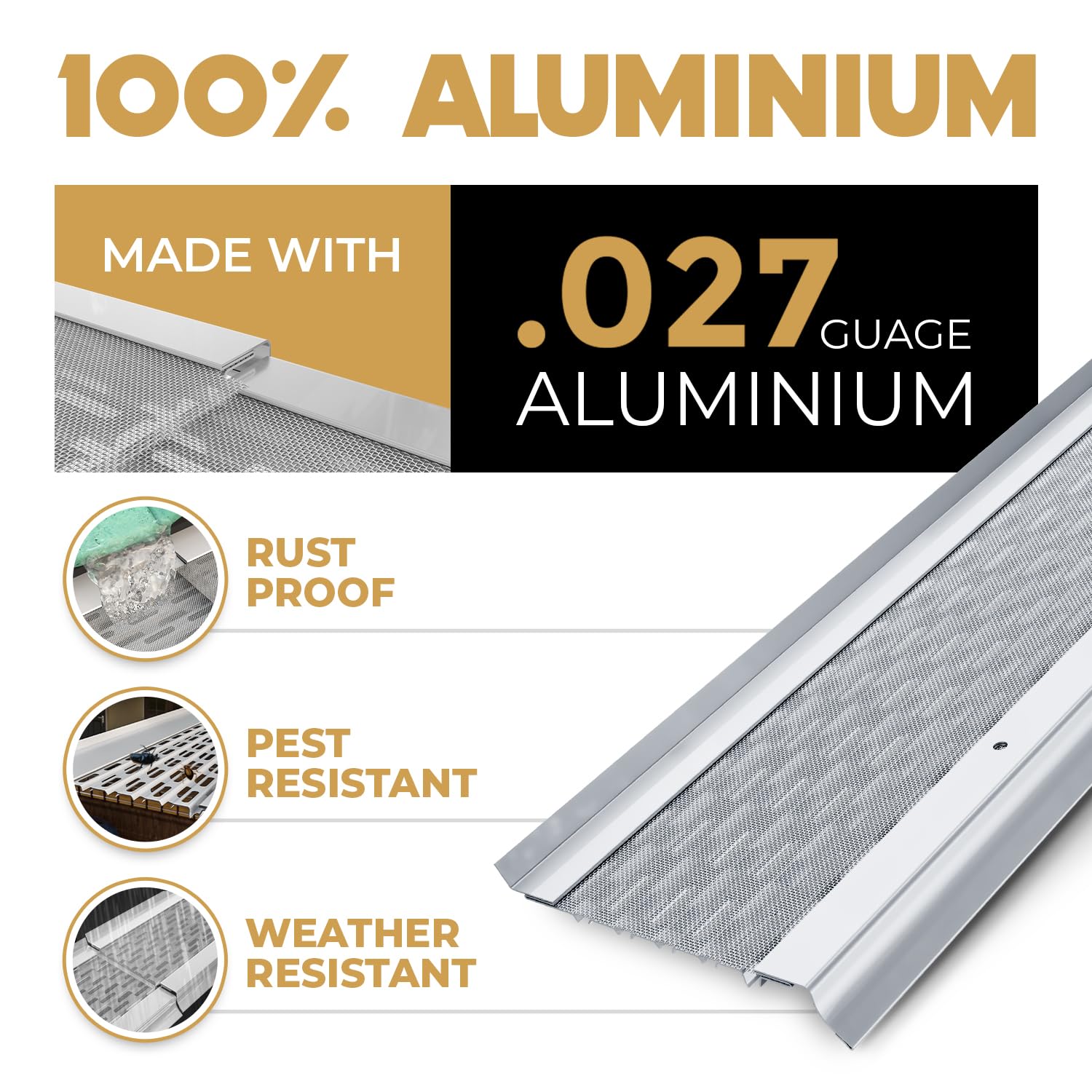 5 Inch Micromesh Gutter Guards - 50ft Stainless Steel Leaf Protection for Gutters | Heavy Duty Aluminum Gutter Covers | Contractor Grade Gutter Guard System | Perfect for Home Roof Protection & Rainwater Drainage