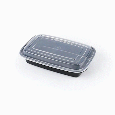 28 oz Black Plastic To Go Containers with Clear Lids - 50 Pack, Microwave Safe Food Storage Boxes (8.75