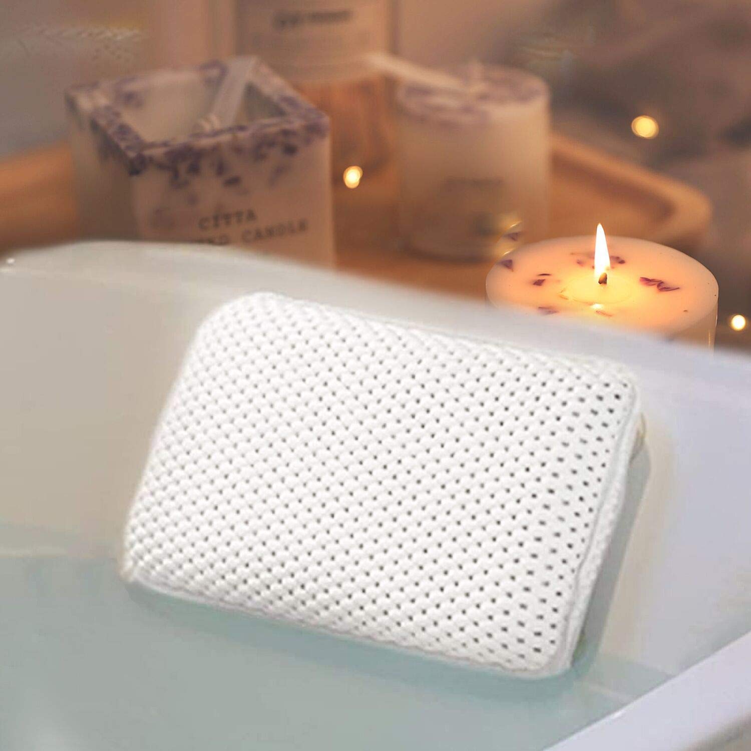 Bathtub Pillow with Suction Cups - Neck Support for Spa & Hot Tub Relaxation