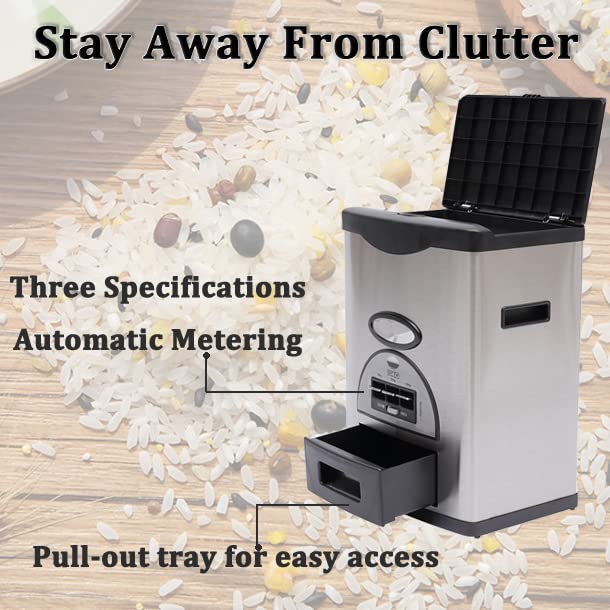 LOYALHEARTDY Automatic Rice Dispenser - 5L/20 Cup Sealed Grain Storage Container with Measuring Cup | Airtight Bulk Food Storage for Kitchen, Pantry & Restaurant | Perfect for Rice, Flour, Sugar & Dry Goods Organization