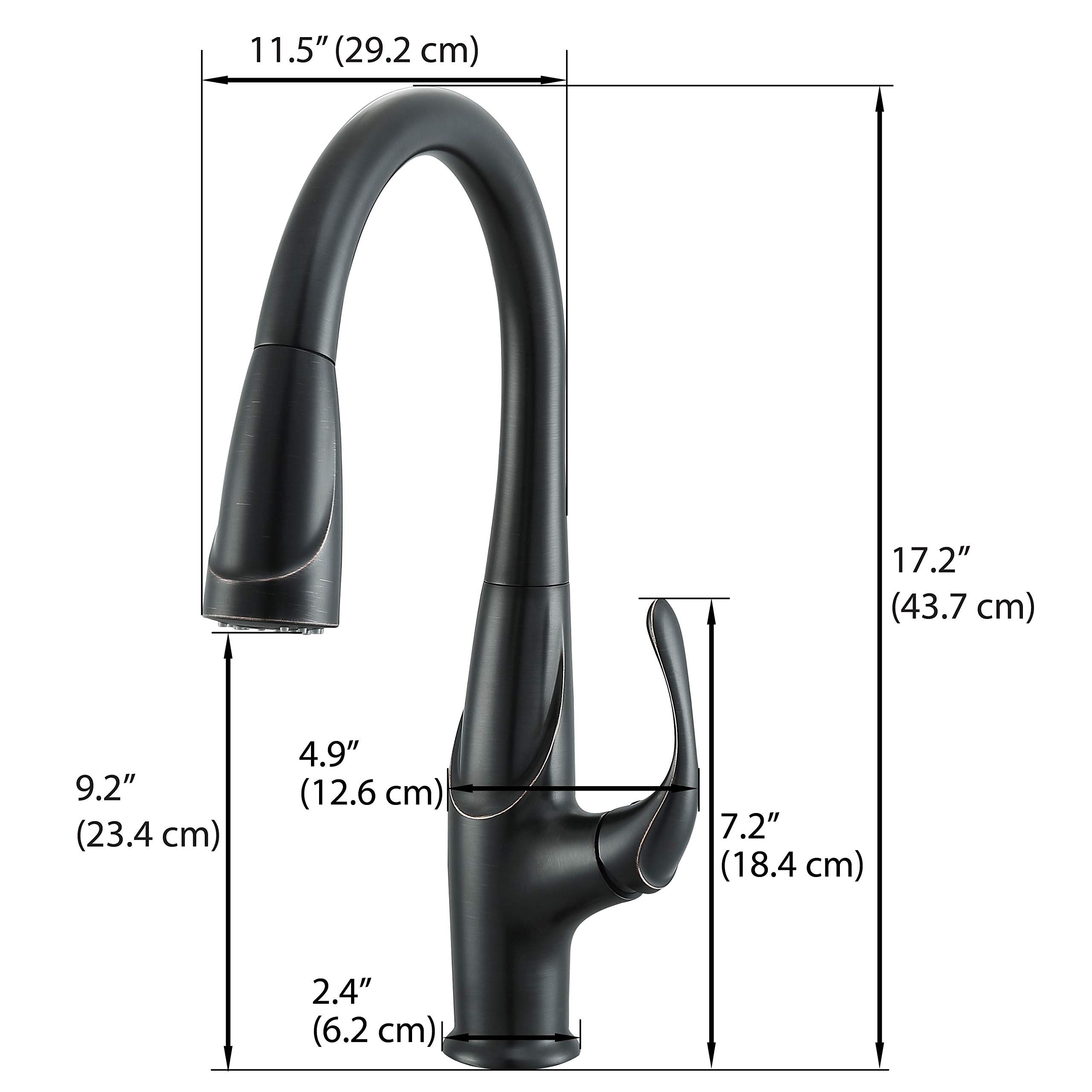 Ancona Eliya Single Handle Pull-Down Kitchen Faucet in Oil Rubbed Bronze - High Arc Spout, 360° Swivel, Durable Metal Construction (Model AN-4253) - Perfect for Modern Farmhouse, Industrial & Contemporary Kitchen Designs