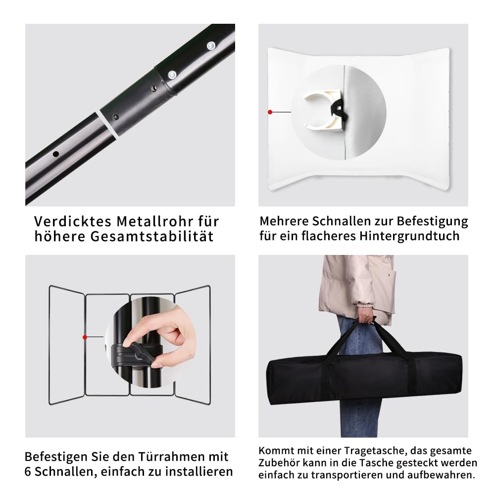 GSKAIWEN 7.87ft x 13.12ft White Photography Backdrop with Stand - Portable Large Wrinkle-Resistant Collapsible Background for Studio, Video Shooting, Product & Portrait Photography - Perfect for YouTube Videos, Headshots, and E-commerce Product Photos