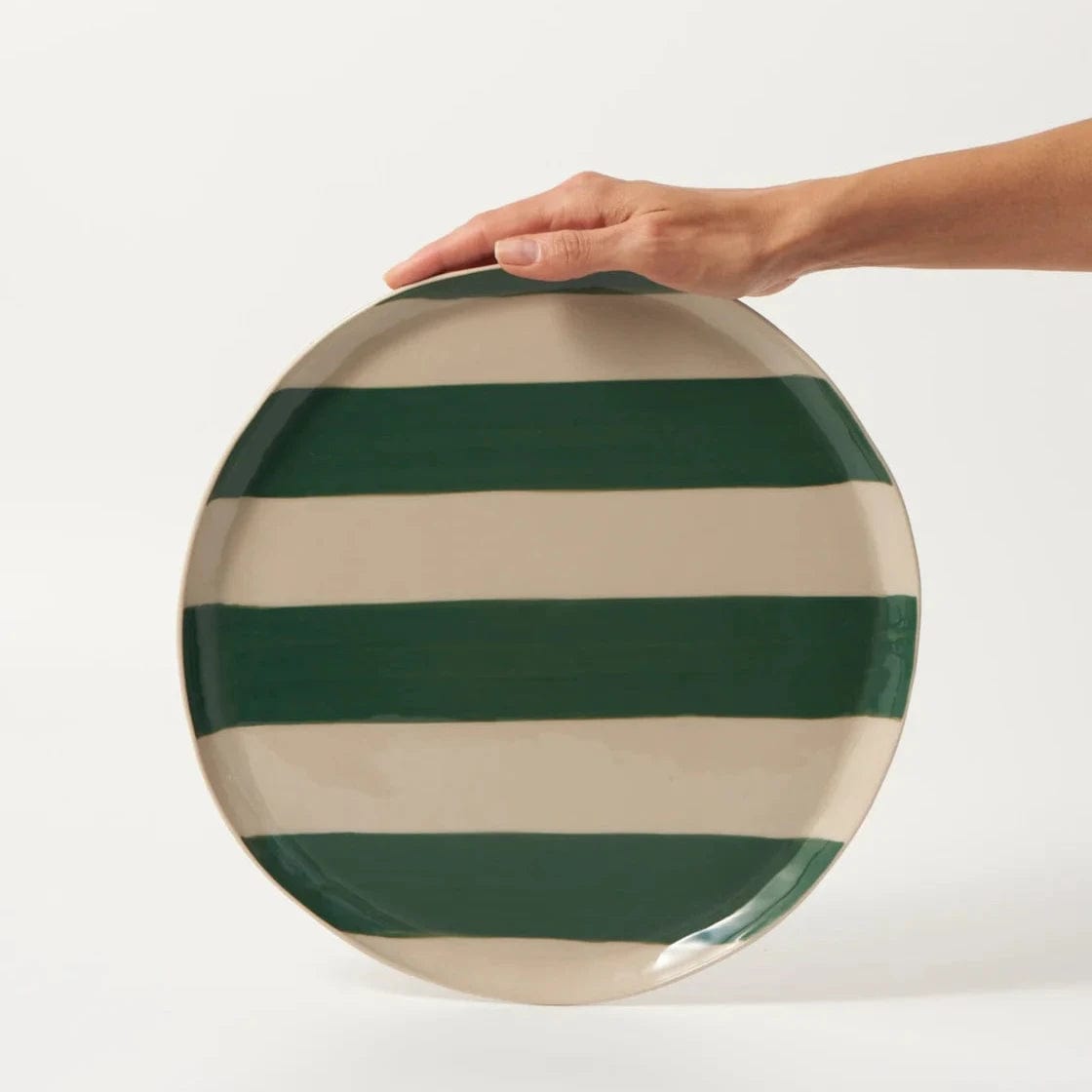 Cabana Stripe Green Serving Platter - Elegant Dinnerware for Outdoor Parties, Picnics & Home Decor