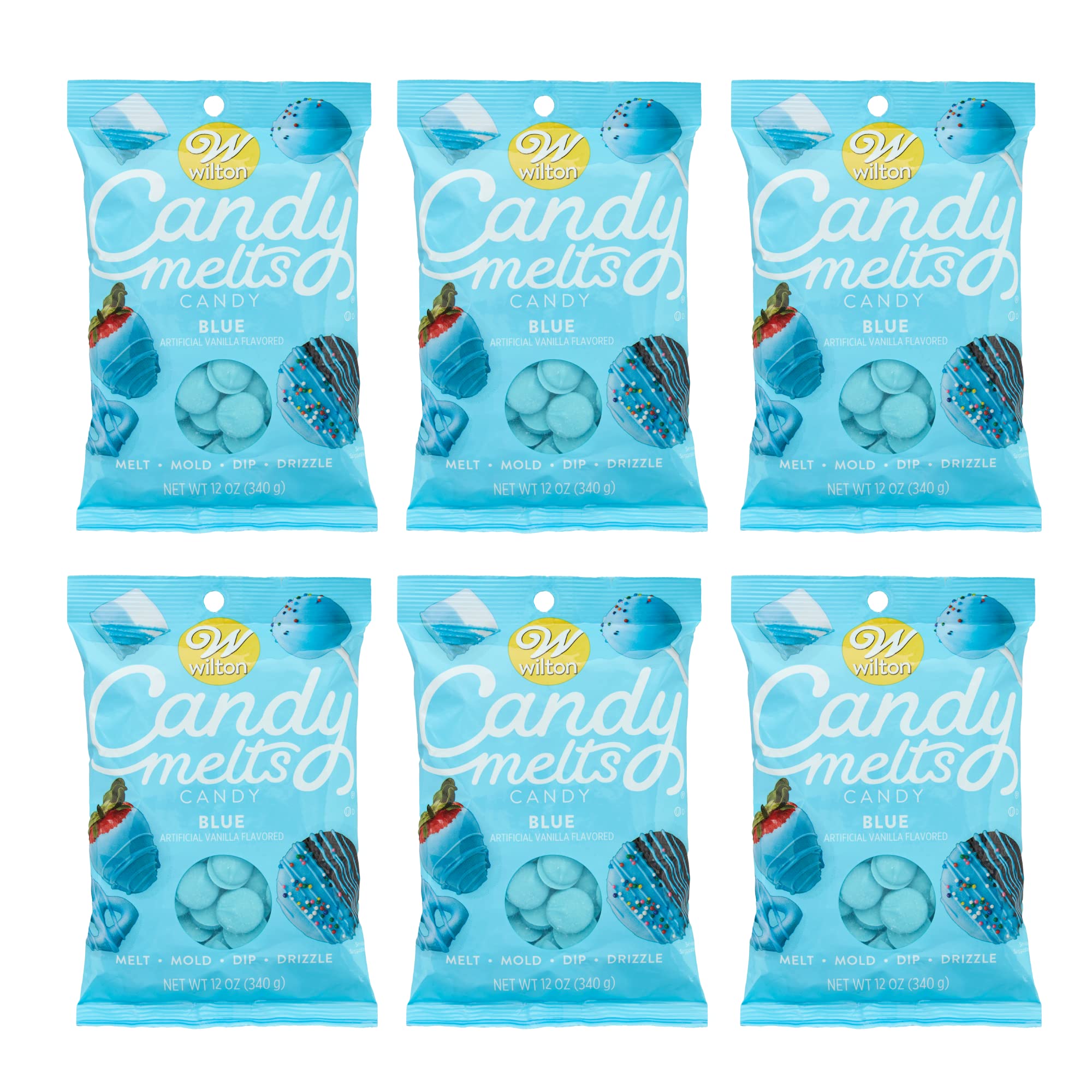 Wilton Blue Candy Melts - 12 oz (Pack of 6) | Premium Candy Coating for Baking, Cake Decorating & Chocolate Dipping | Perfect for Parties, Holidays & DIY Treats
