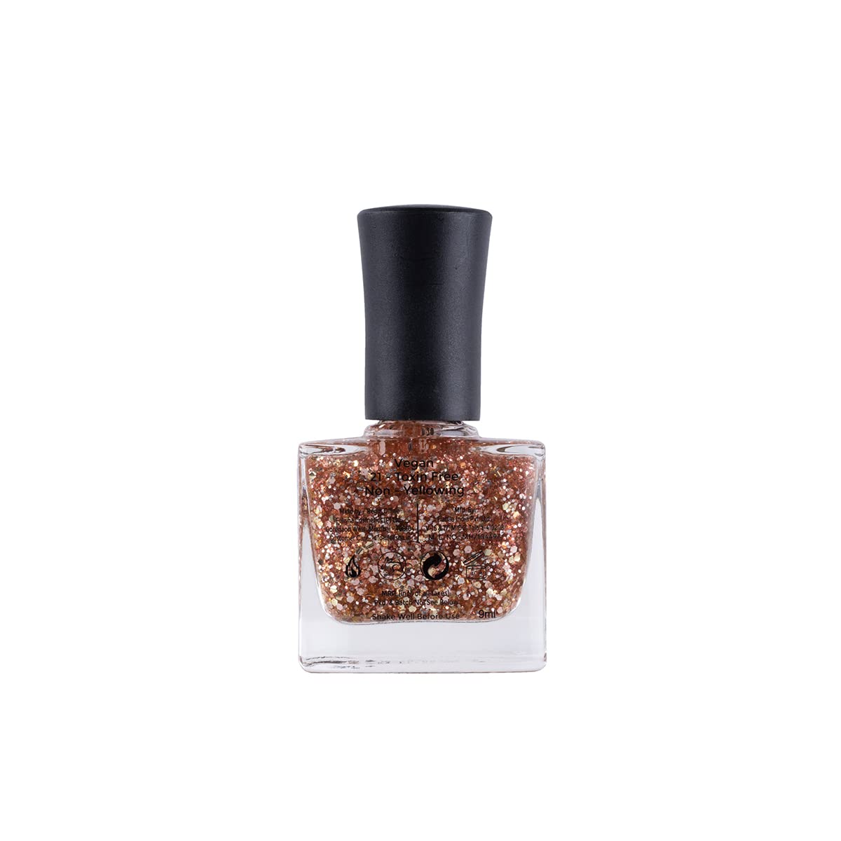 Color Fx New York Hyper-Gloss Top Coat Non-UV Gel Nail Polish - Transparent & Rose Gold Glitter Finish | 21 Toxin-Free, Long-Lasting Clear Nail Paint for Women (9ml) | Perfect for Salon-Quality Manicures, Special Occasions & Everyday Wear