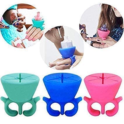 Urdhvamurti Silicone Nail Polish Bottle Holder Stand - Round Wearable Display Stand for Nail Art (1PC, Random Color) | Perfect for Salon, Home Manicure & Nail Polish Organization