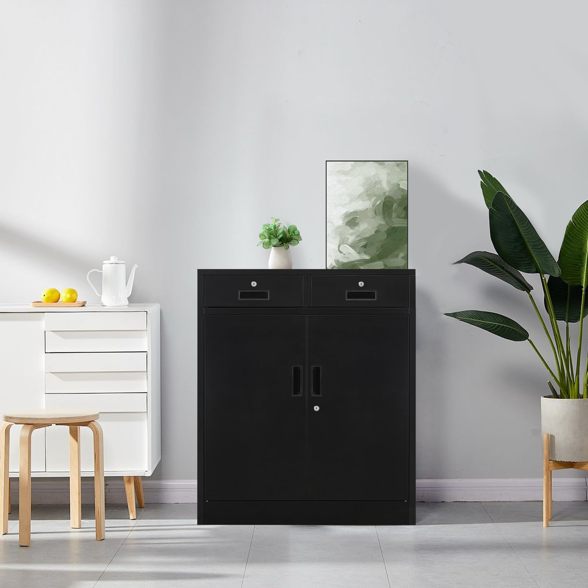 BESFUR Heavy Duty Metal Storage Cabinet with 4 Drawers - Secure Locking File Cabinet for Office, Home, or Garage Organization - Perfect for Documents, Tools, and Supplies Storage