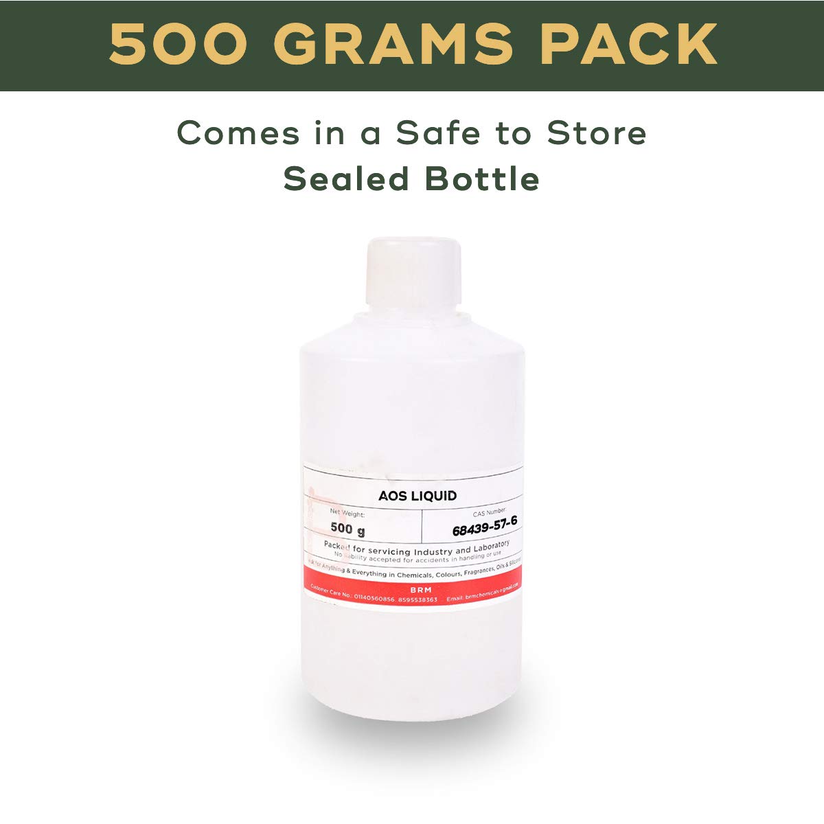 BRM Chemicals ALS Liquid - 500g Ammonium Lauryl Sulfate for Shampoo, Soap, Lotion & Cosmetic DIY | Face, Hair, Skin & Body Care | Perfect for Homemade Beauty Products & Personal Care Formulations