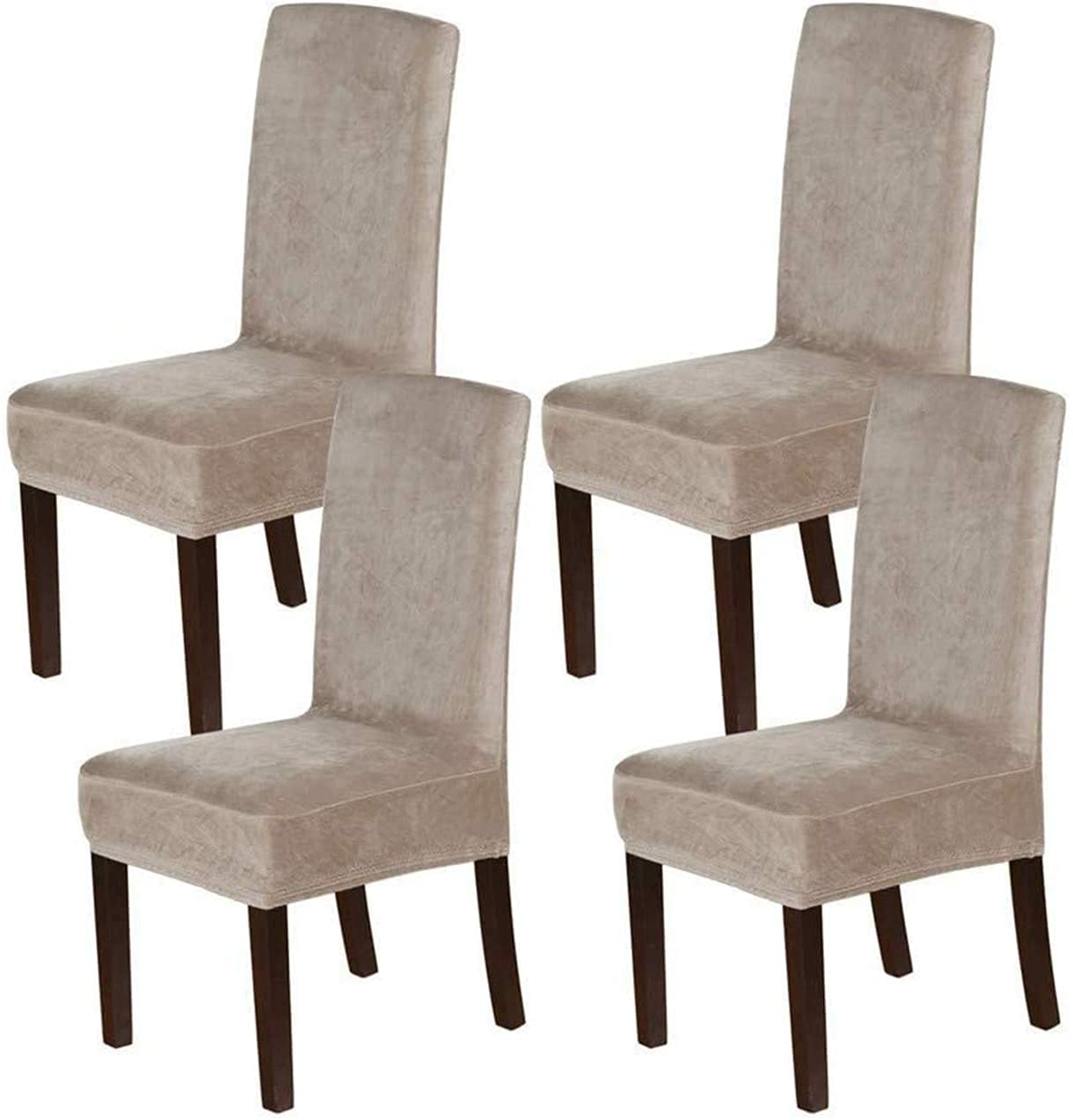Velvet Dining Chair Covers Set of 4 - Washable Stretch Slipcovers for Home & Restaurant Use