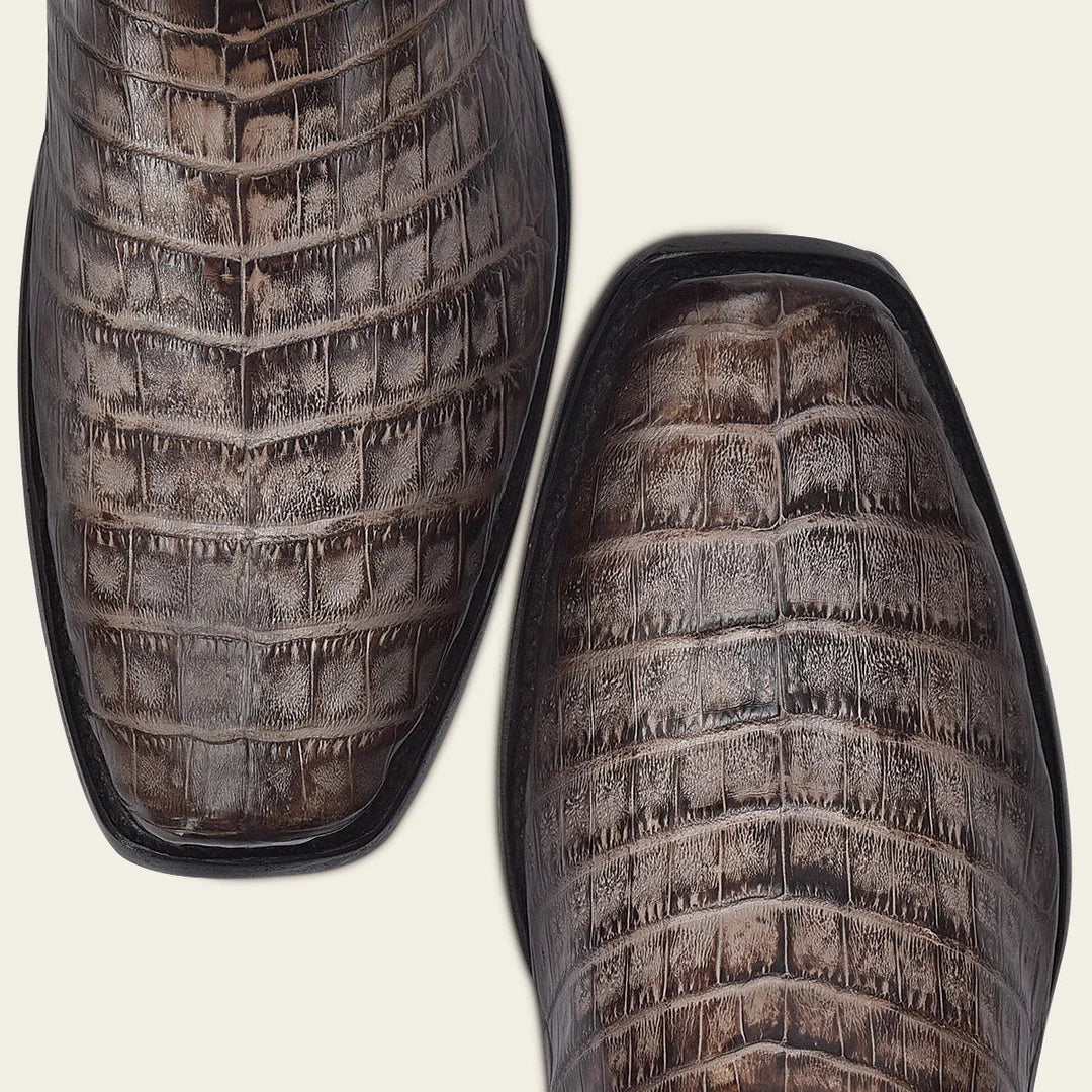 Exotic Caiman Leather Cowboy Boots for Men - Premium Chocolate Brown Dress Boots - Perfect for Western Rodeo, Country Dance & Casual Wear