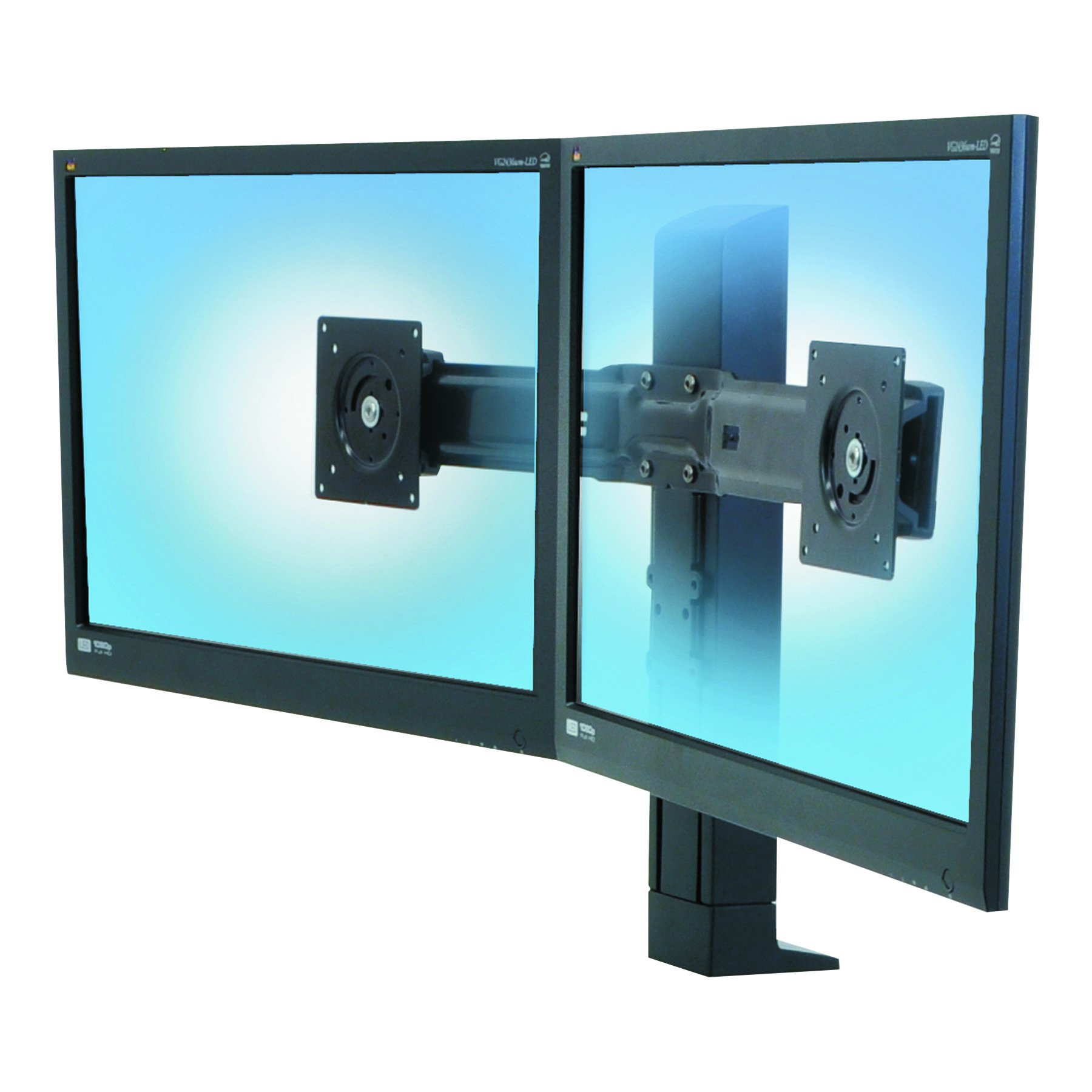 Ergotron WorkFit Dual Monitor Stand (97-904) - Adjustable Height Monitor Arm for Office & Home Workspaces - Perfect for Dual Screen Setup, Computer Workstations & Ergonomic Desks