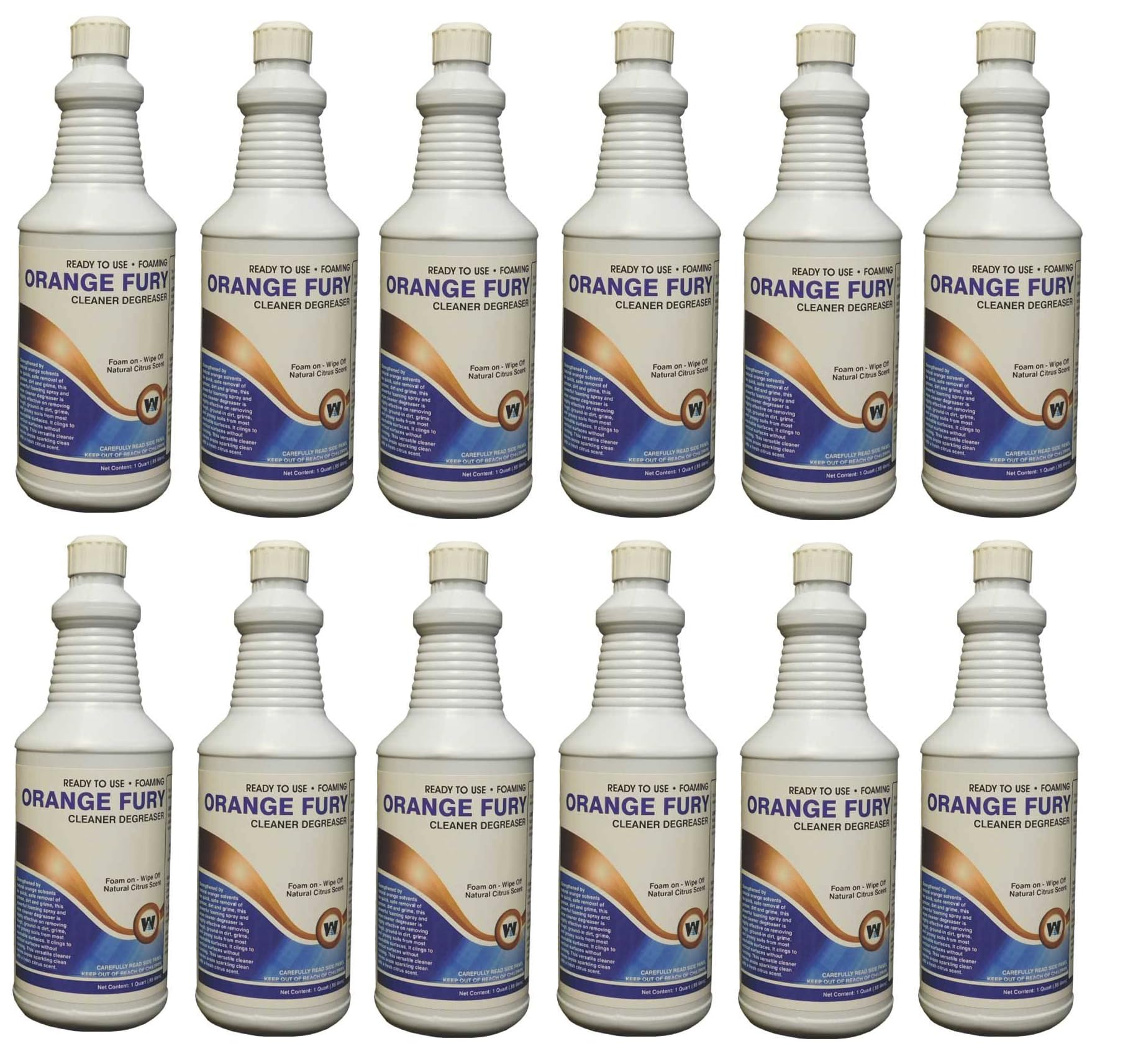 Warsaw Orange Fury Industrial Foaming Degreaser - Citrus Scent, 1 Quart (Case of 12) - Heavy-Duty Cleaner for Automotive, Machinery & Workshop Surfaces | DENCO DISTRIBUTING, INC.