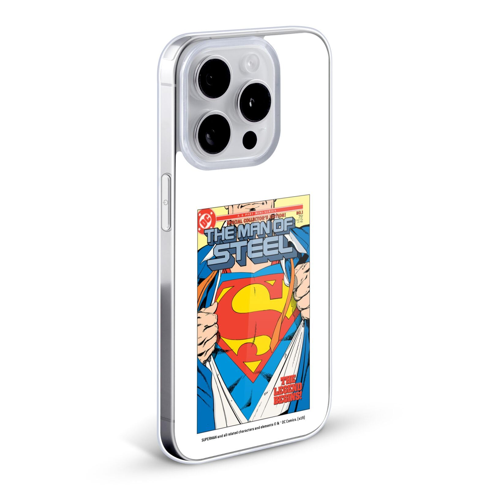 Officially Licensed Superman DC Comics The Man of Steel Soft Gel Case for Apple iPhone 13 Pro Max - Durable Protection with Famous Comic Book Cover Design - Perfect for Superhero Fans, Daily Use & Gift Giving