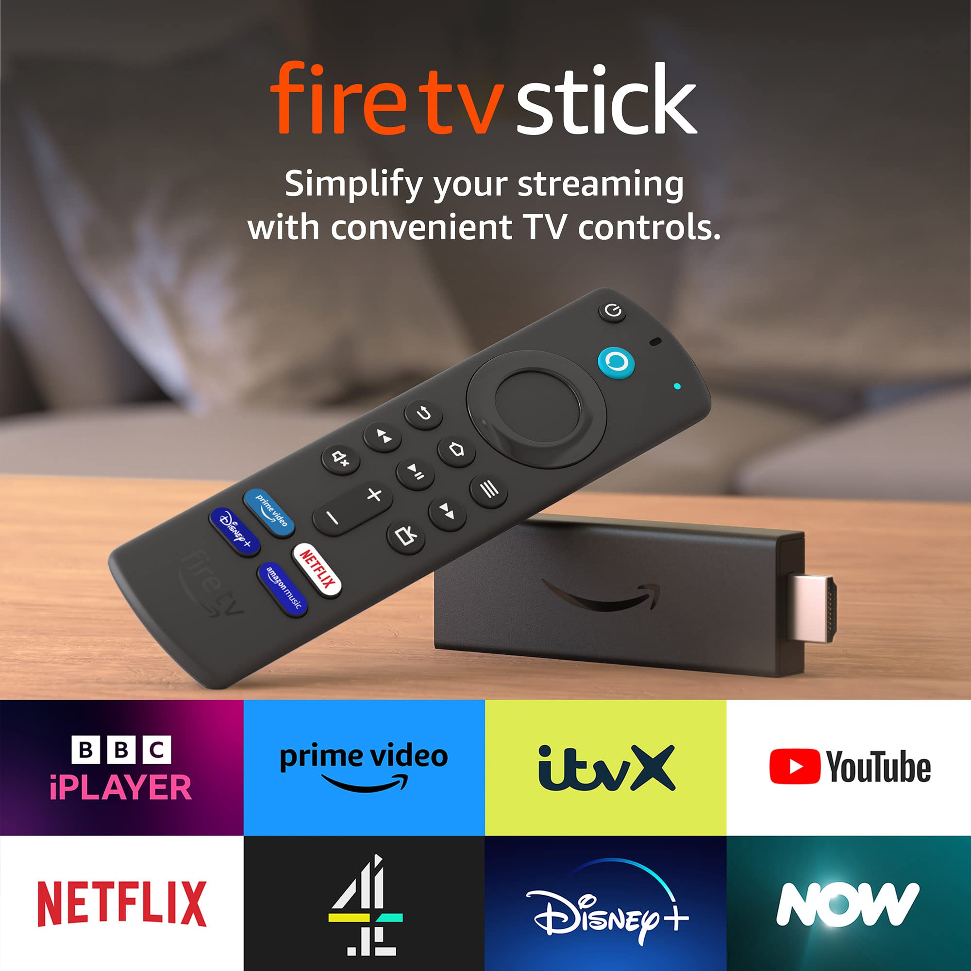 Certified Refurbished Amazon Fire TV Stick with Alexa Voice Remote (Includes TV Controls) - HD Streaming Media Player for Netflix, Hulu, Prime Video - Perfect for Home Entertainment & Smart TV Upgrade