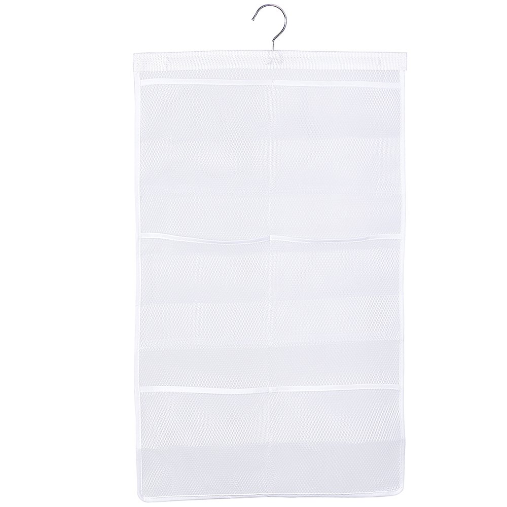 ALYER 6-Pocket Hanging Mesh Shower Caddy - Space Saving Bathroom Organizer with Quick Dry Design & Sturdy Hook - Perfect for College Dorms, Apartments, and Small Bathrooms (White)