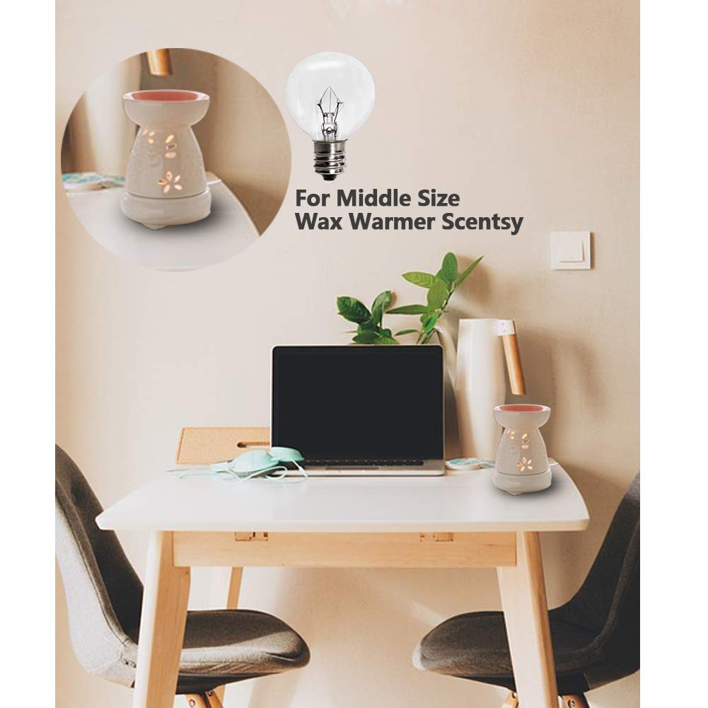 6 Pack 20W G30 E12 Candelabra Base Wax Warmer Bulbs - Clear Incandescent Light Bulbs for Medium Scentsy Warmers & Candle Wax Warmers - Long Lasting Lifespan - Perfect for Home, Office & Spa Aromatherapy