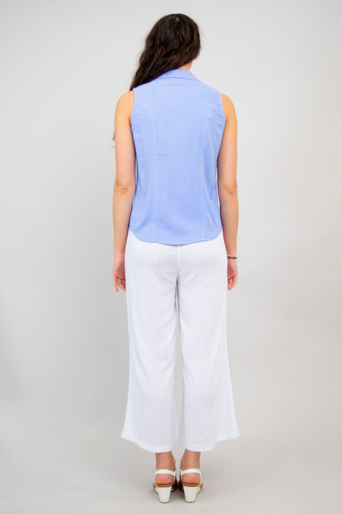 Lexa Tank Top for Women - Soft Periwinkle Blue Linen Bamboo Blend - Perfect for Yoga, Beach & Summer Outfits