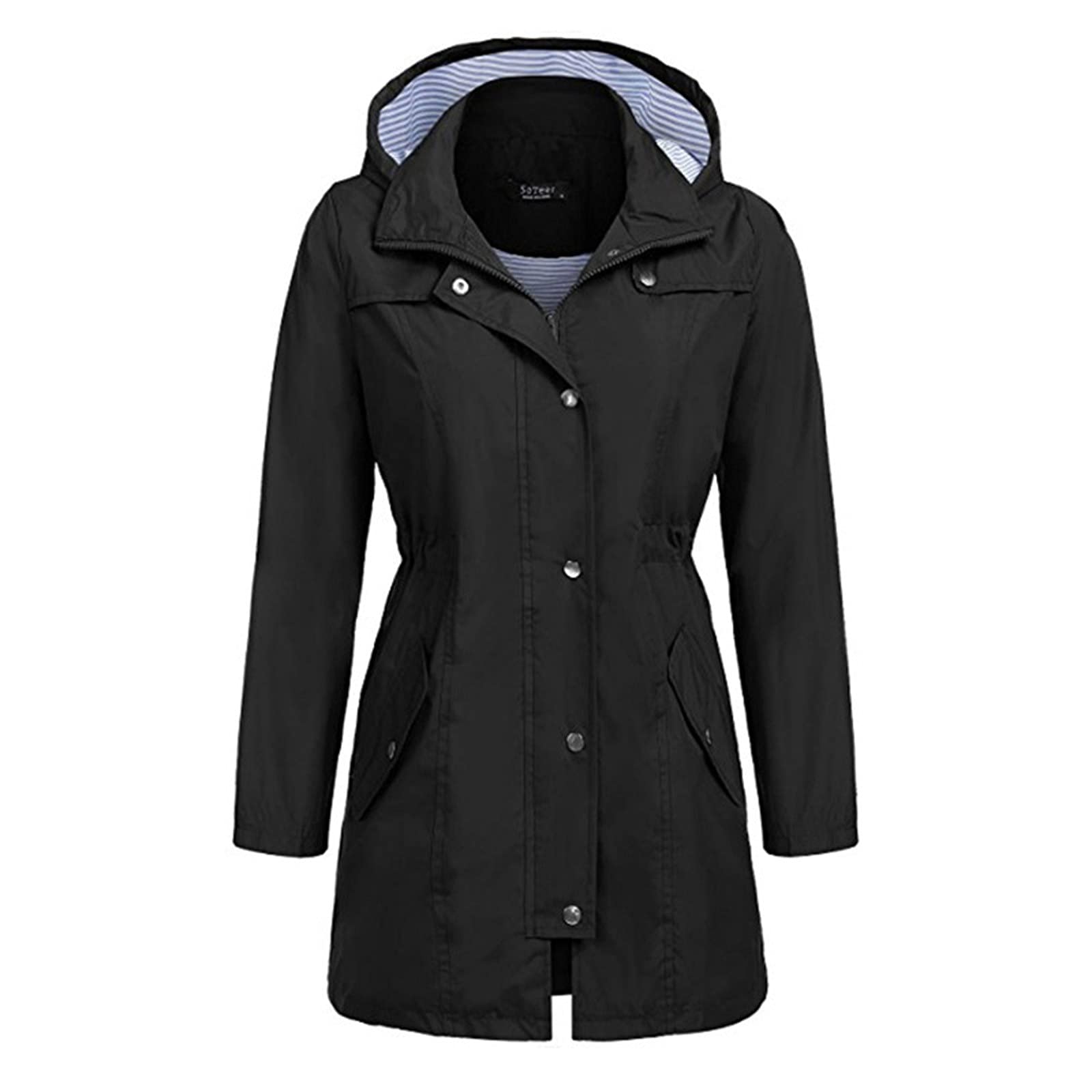 LIULIU Women's Waterproof Hooded Rain Jacket - Lightweight Windbreaker Trench Coat for Hiking, Camping & Outdoor Activities | All-Weather Protection for Rainy Days