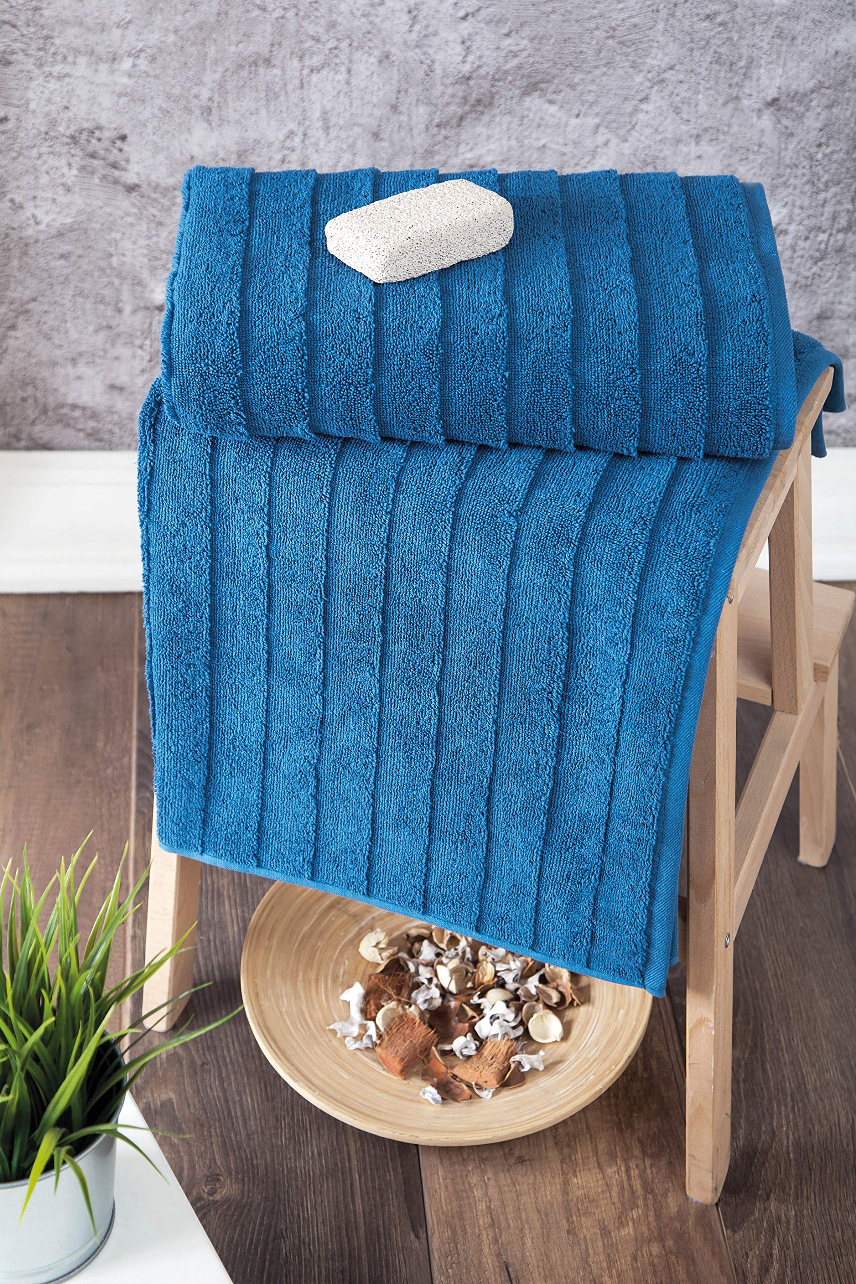 Premium BAGNO MILANO Turkish Bath Towels Set - 100% Cotton, Ultra Soft & Absorbent Luxury Towels (Navy Blue, 6-Piece Set) for Spa, Bathroom & Beach Use