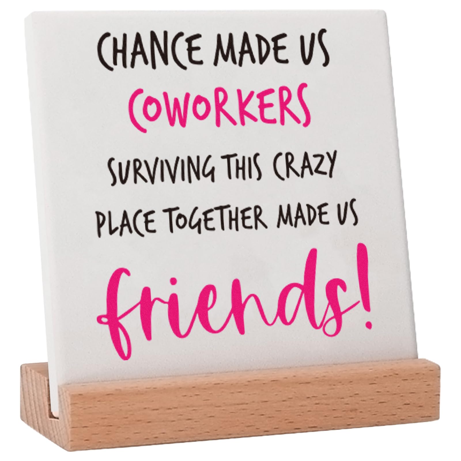 Lodeskee Coworker Leaving Gift for Women - Thoughtful Birthday & Farewell Present for Female Colleagues - Black & Red Desk Decor Sign - Perfect for Office Goodbye Parties & Work Anniversaries