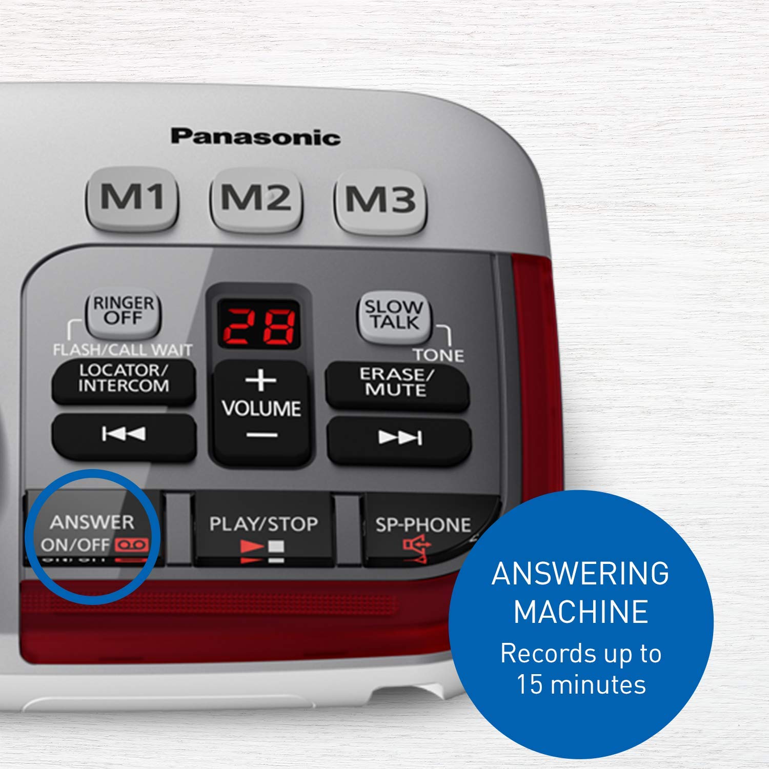 Panasonic KX-TGM490CS Silver Amplified Cordless Phone with Answering Machine, Call Blocking & Talking Caller ID - 1 Handset - Ideal for Home, Office & Elderly Users with Hearing Needs